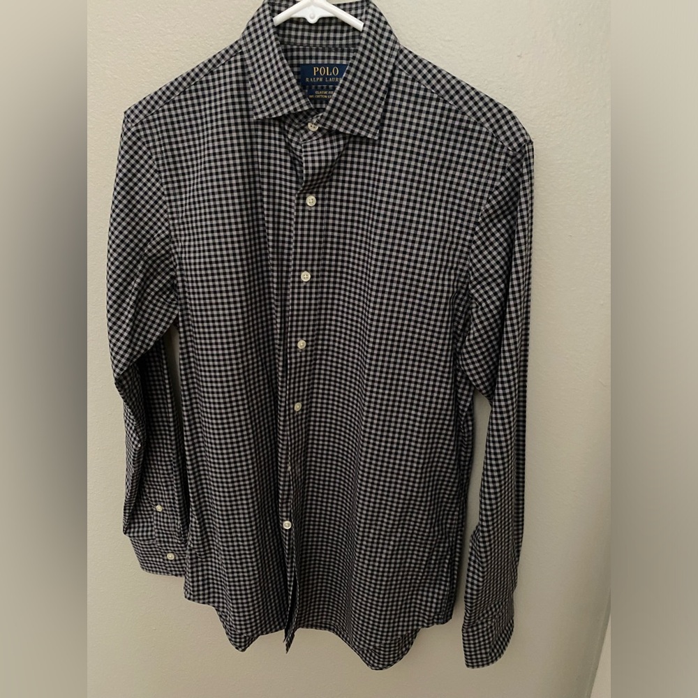 New Polo Ralph Lauren Men's Gray & Black Checkered Shirt